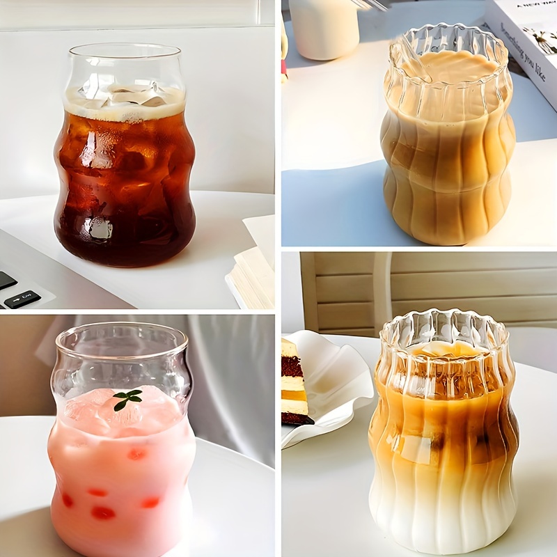 Wavy Glass Cup, High Borosilicate Glass Water Cup, Heat Resistant Iced Coffee  Cups, Stylish Drinking Cups, Summer Winter Drinkware - Temu Spain