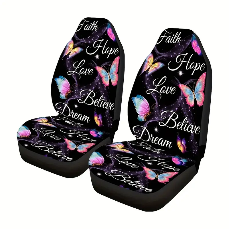 Skull Butterflies Printed Car Seat Covers, Universal Fit Car Seat Covers  For Front Seats Only, Automotive Bucket Seat Cushion Pad - Temu