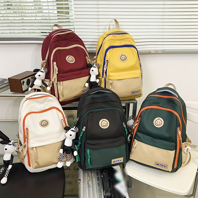 Large Capacity Schoolbag For High School Students With Bag Charm