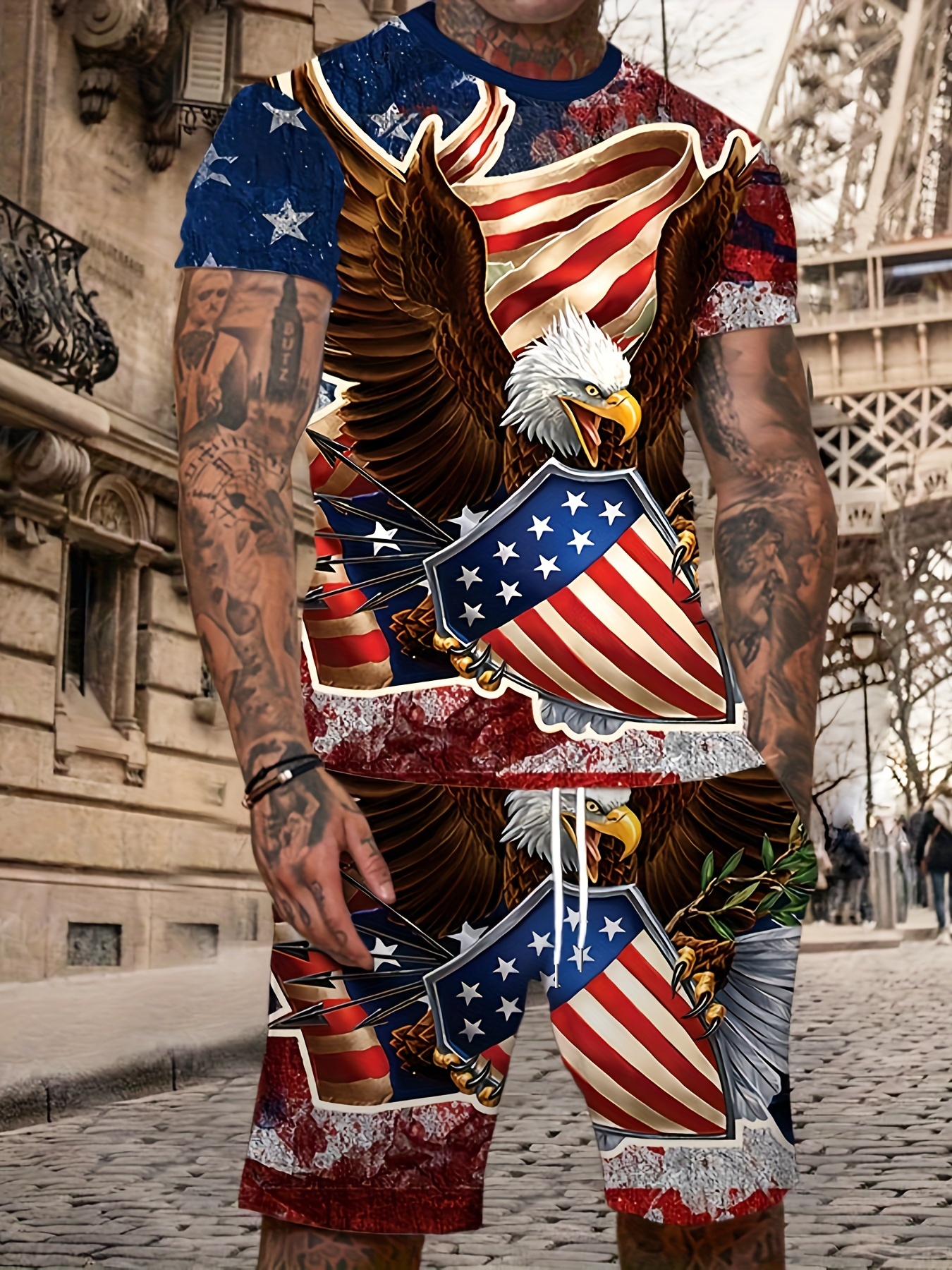 Plus Size Men s Independence Day Set 3d Eagle Us Flag Temu