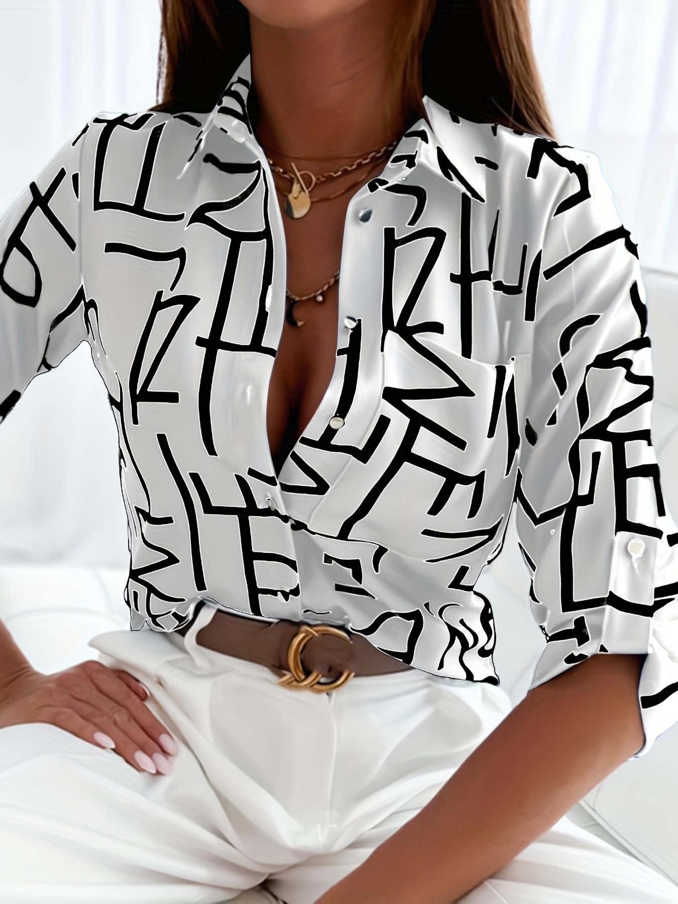 Blusas De Mujer Elegantes Camisas Letras Con Estampado Fino De Moda Para  Mujer