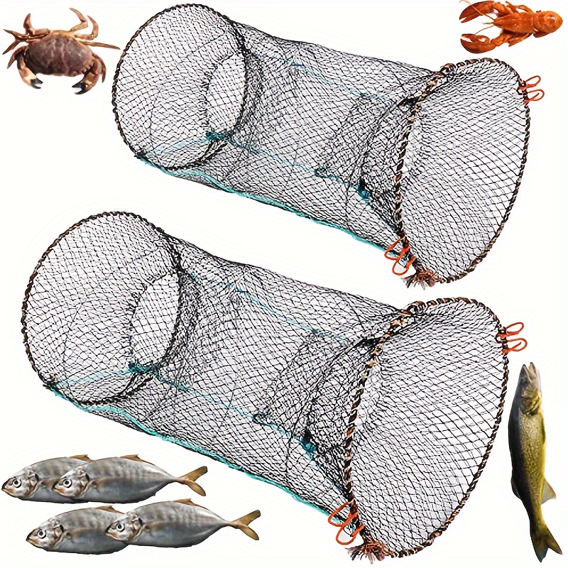 Portable Foldable Fishing Net Hand Net With Fishing Rope Handle For  Catching Fishes Shrimps Crabs Lobster Fishing Accessories - AliExpress