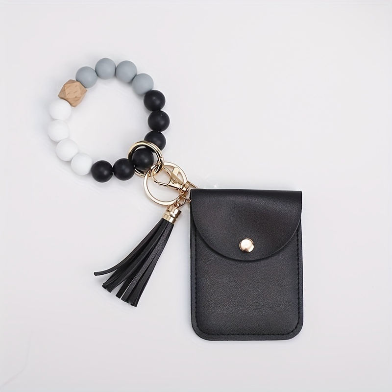 Wallet Wristlet Silicone Bead Tassel Keychains