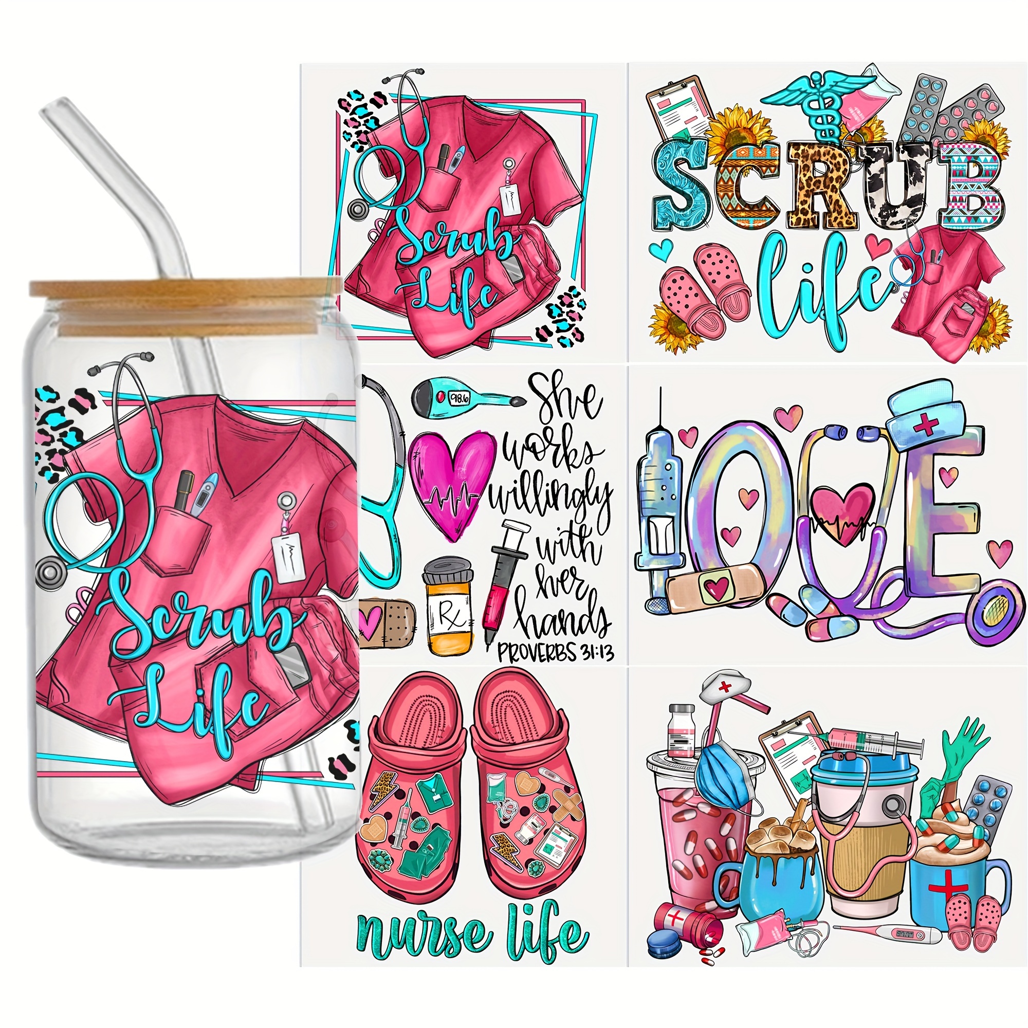 Uv Dtf Cup Wrap Transfer Stickers For Glass Cups Uv Dtf Cup - Temu