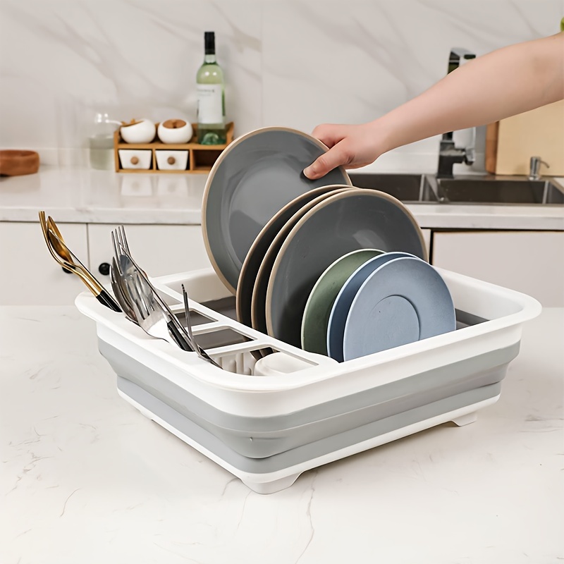 1pccollapsible Dish Drying Rack Portable Dinnerware Drainer