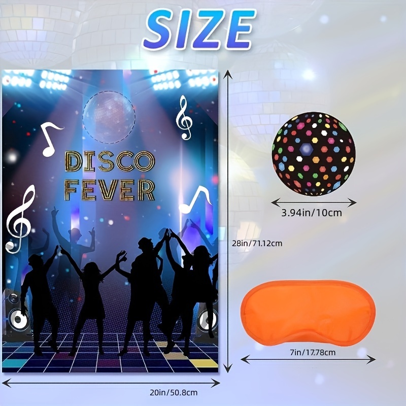 Sticker disco ball with lights - retro party background 