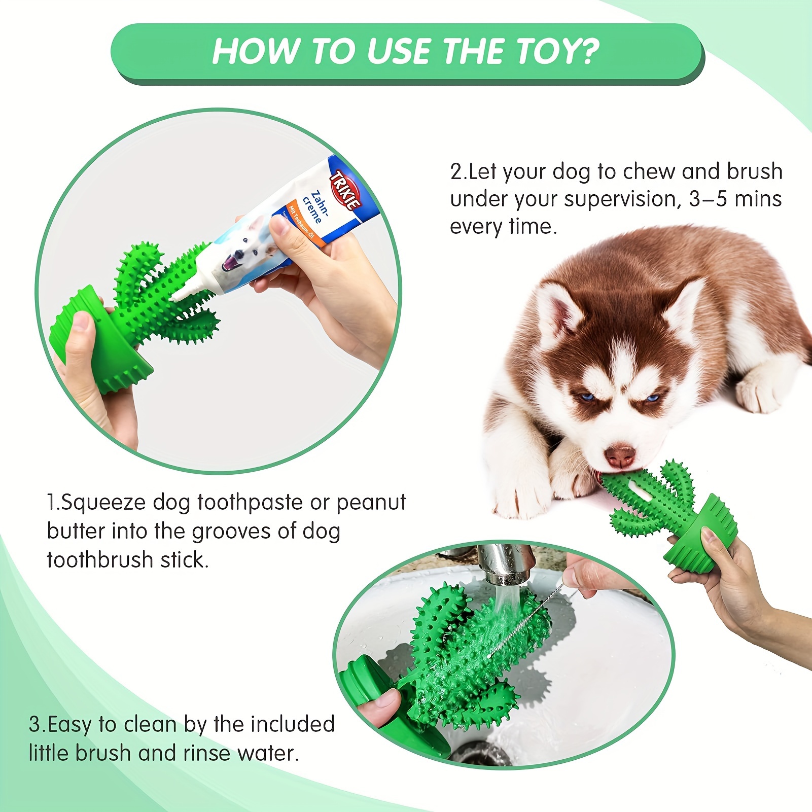 Dog Cactus Molar Stick Toys Dog Resistant Bite Toothbrush Rubber