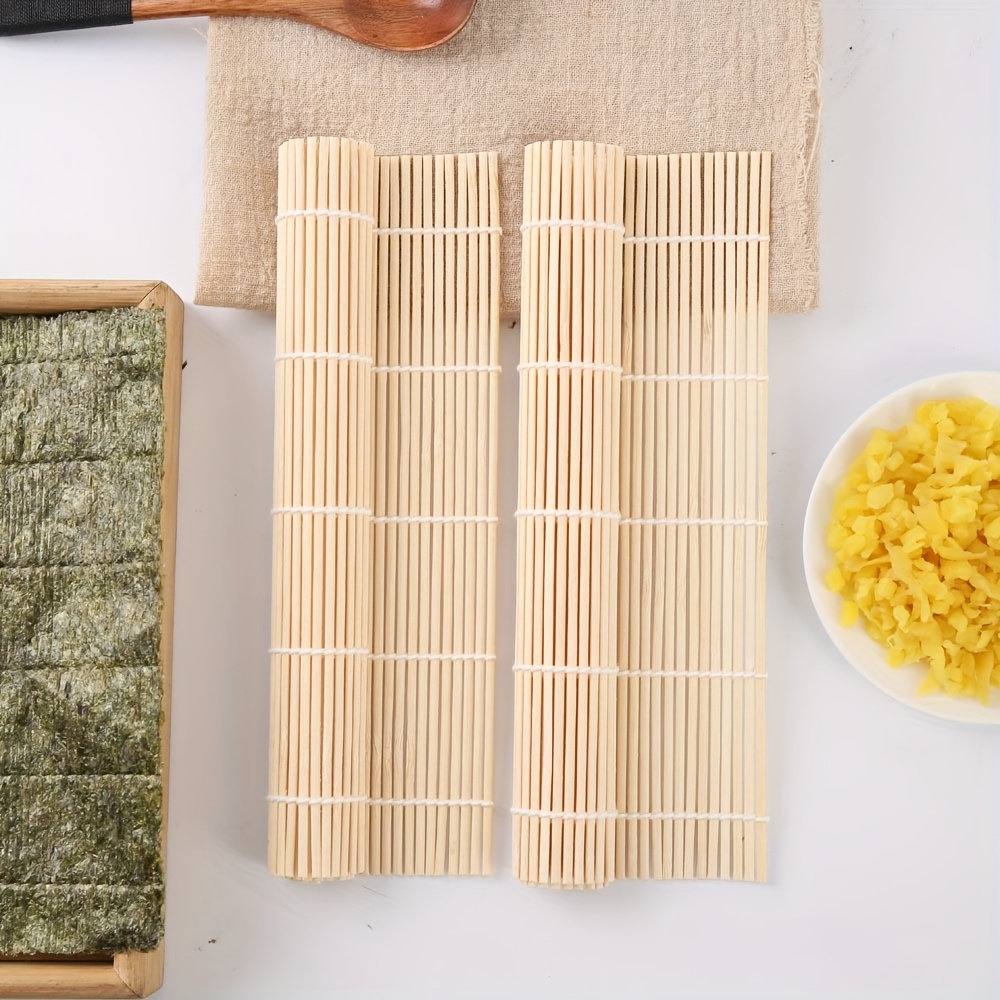 1pc Foldable Bamboo Sushi Mat: Minimalist Beige Kitchen Sushi Rolling Mat  for Kitchen, Outdoor Portable Rice Roller Maker - Available for Camping!