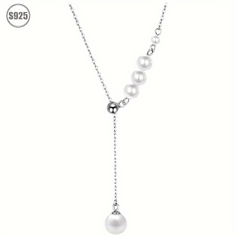 Faux Pearl Decor Tassel Necklace Beaded Dainty Necklace - Temu