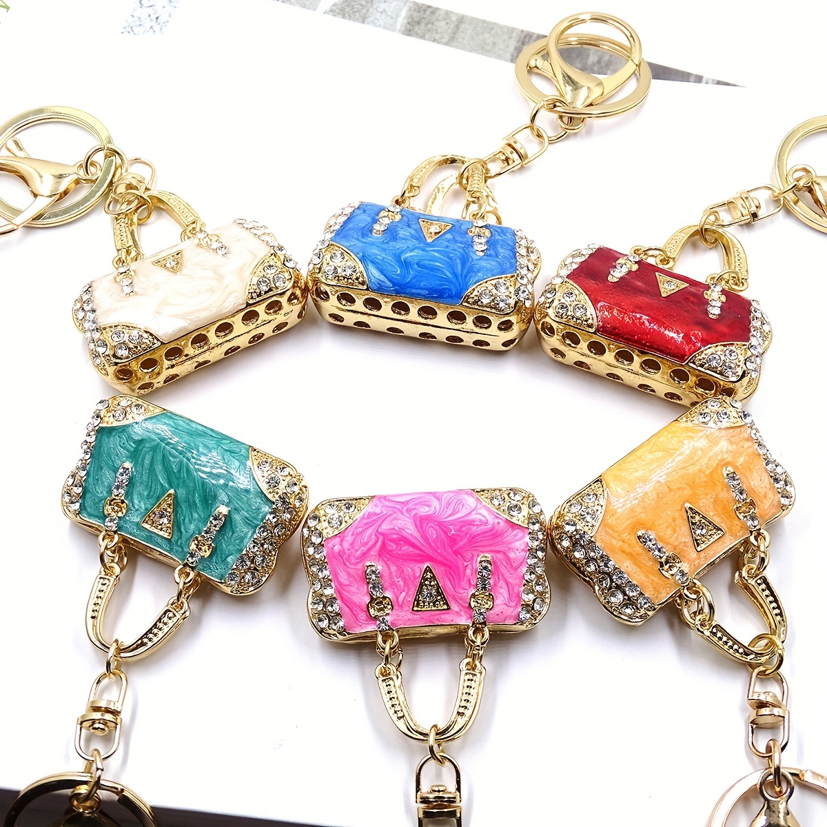 Cute Perfume Bottle Keychain Golden Alloy Key Chain Ring Purse Bag Backpack Charm Earbud Case Cover Accessories Women Girls Gift,Temu