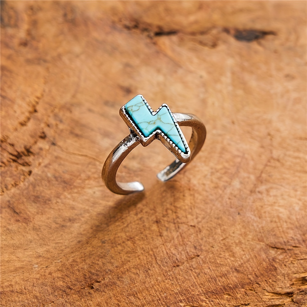 Men's Gothic Retro Lightning Gemstone Ring Adjustable Holiday Jewelry