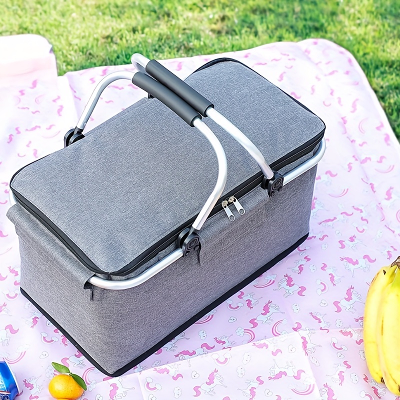 TureClos Lunch Box Bag Aluminum Foil Thermal Insulation Food Cooler Bags  Oxford Cloth Picnic Storage Container Tote Case for Travel Yellow Green L 