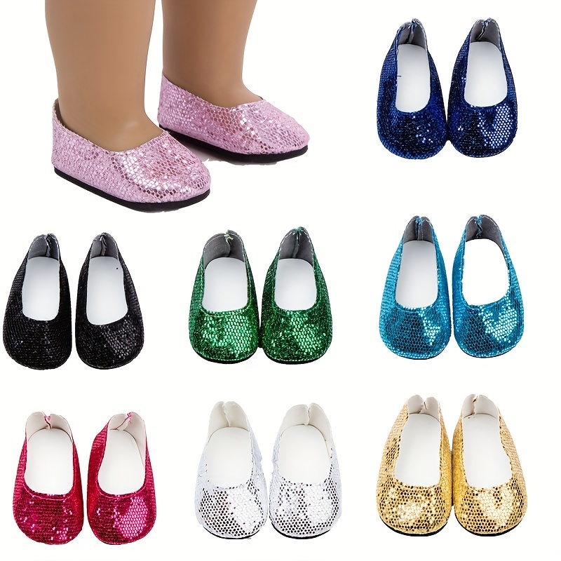 Doll Shoes American Doll Cute Sequin Pocket Shoes Shiny - Temu