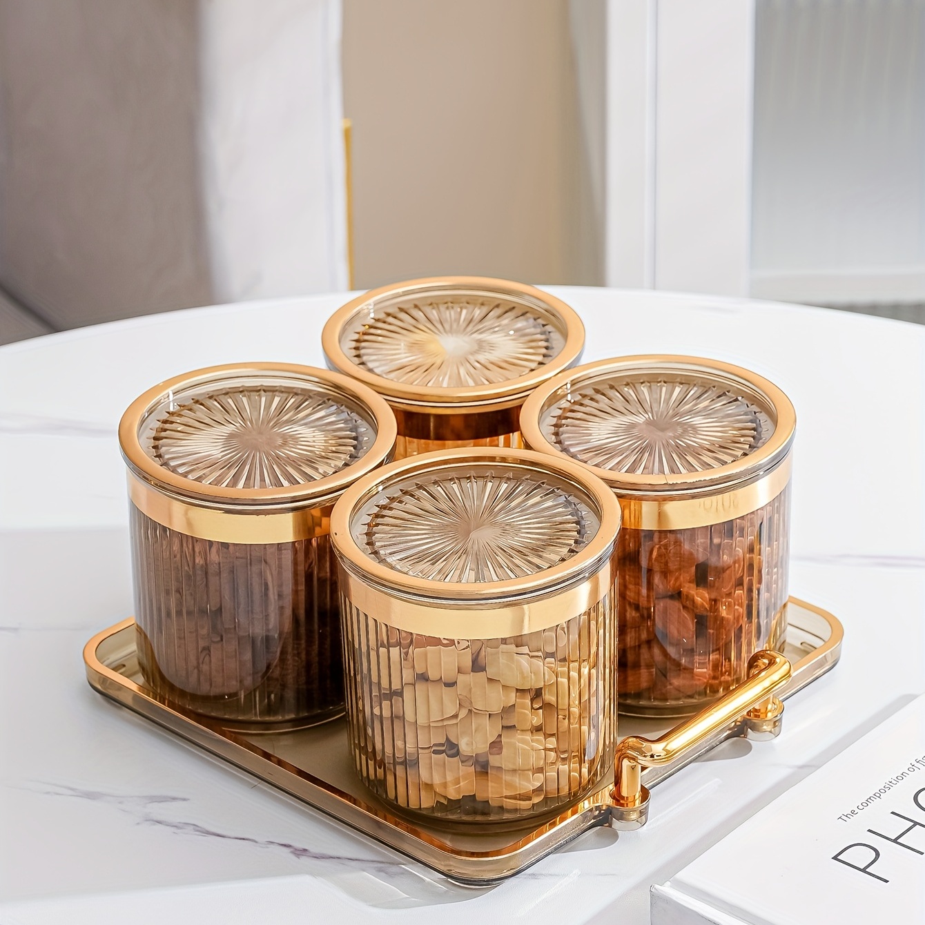 Nut Jar Dried Fruit Jar With Lid Nut Jar Snack Jar With Tray - Temu