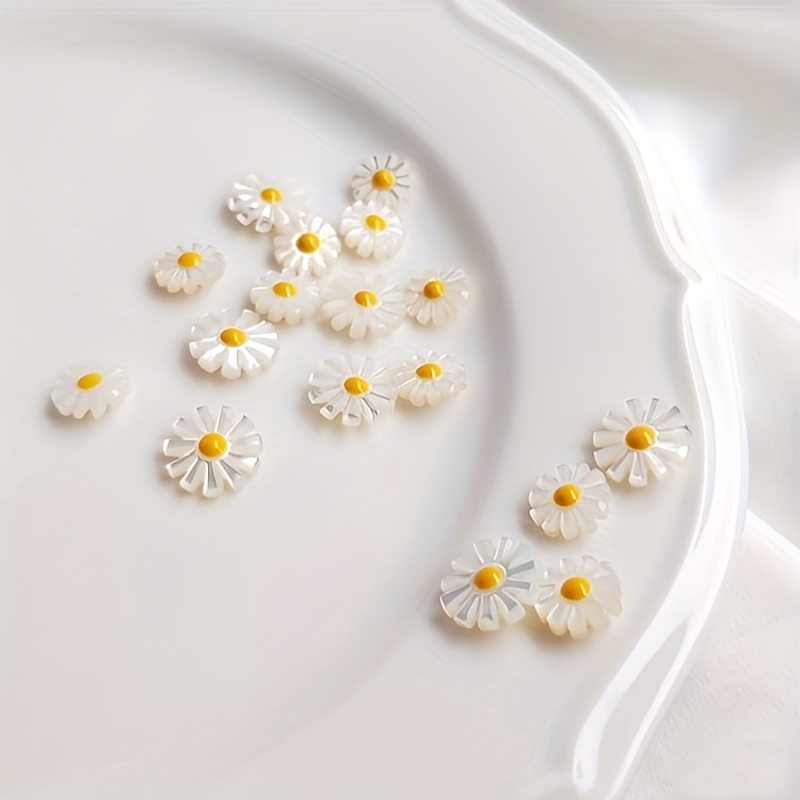 

5pcs 6mm/8mm/10mm Lovely Little Daisy Natural Pearl Shell Beads, Diy Jewelry Making Necklace Bracelet
