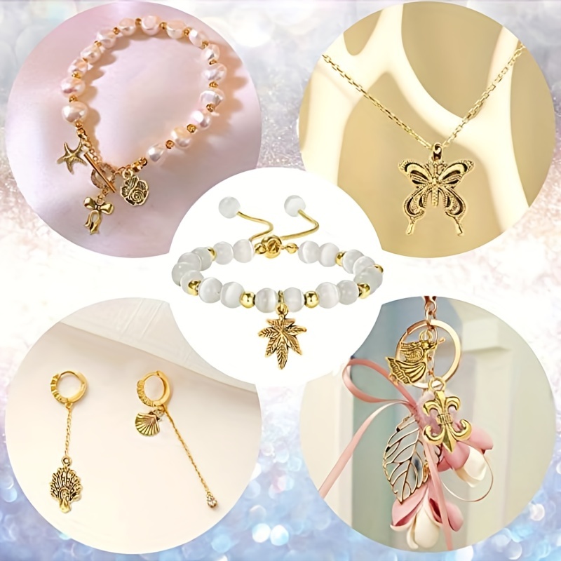 50pcs Enamel Charms for Jewelry Making Supplies Earring Bracelet Pendant  Bangle Necklace Designer Keychain Bulk Lots Wholesale(Gold) 