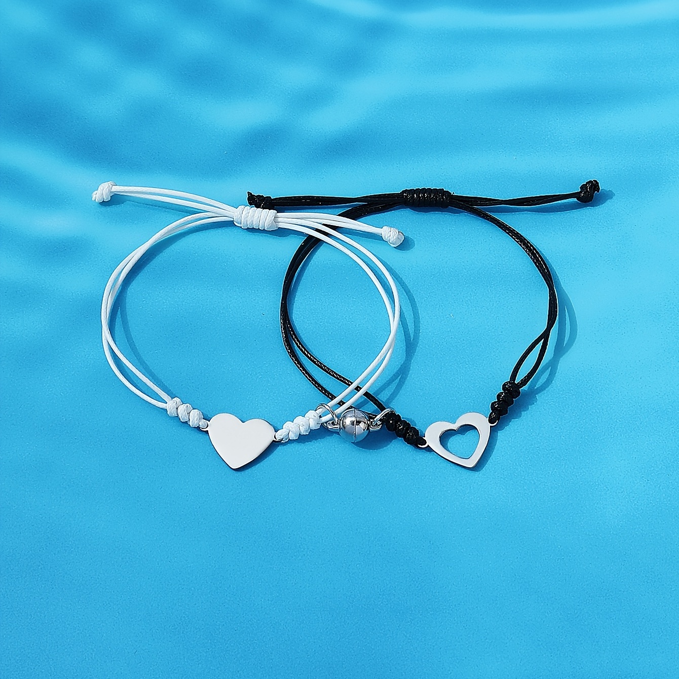 2Pcs Heart Couple Bracelet Set Magnetic Love Matching Magnet Relationship  Rope