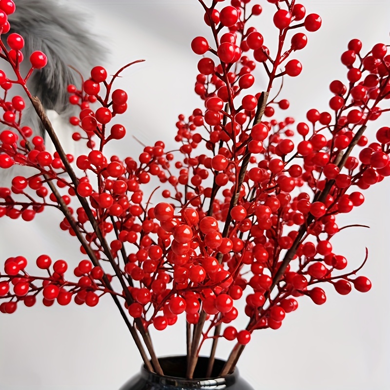 Artificial Berry Stems Christmas Holly Berry Branches - Temu