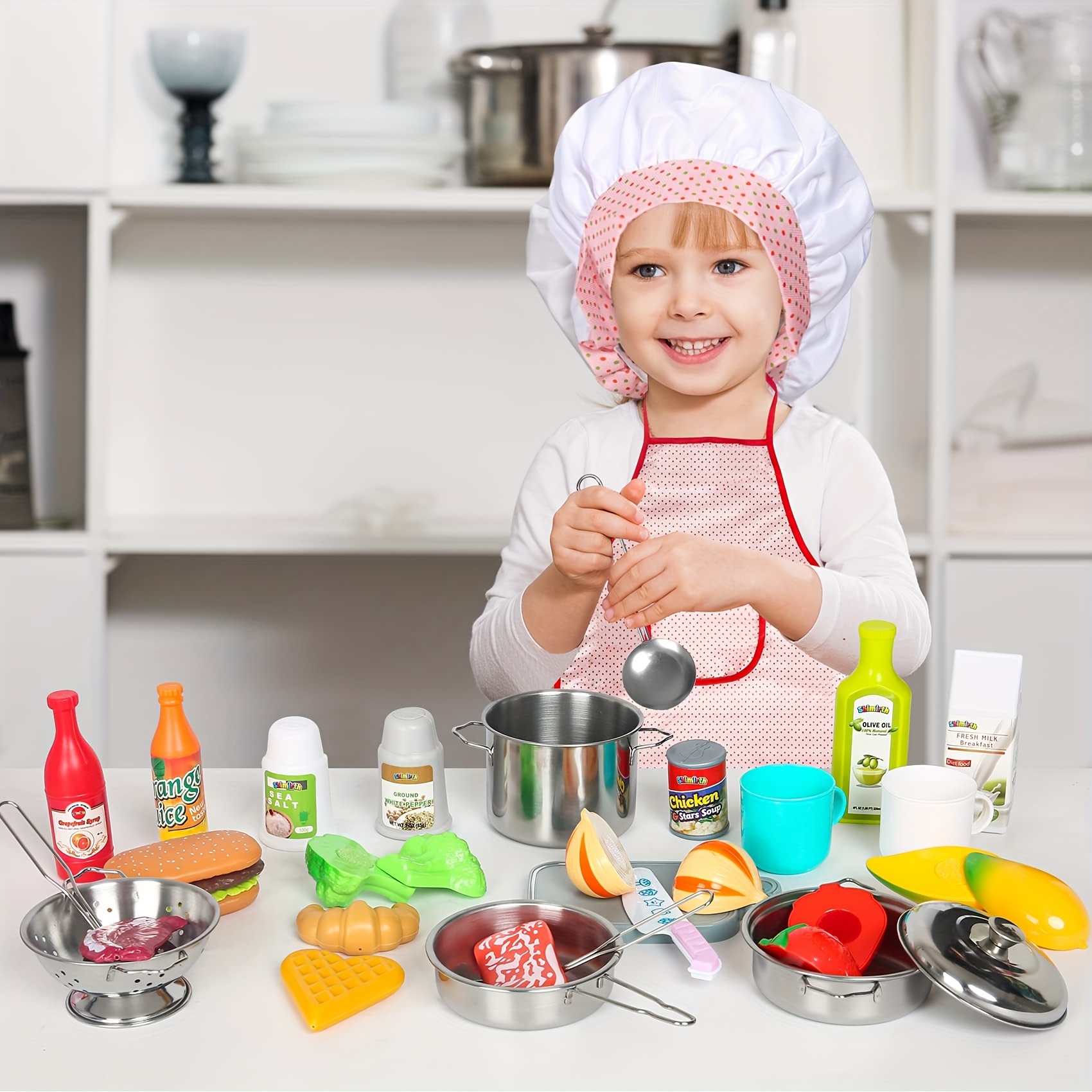  CUTE STONE Kids Kitchen Accessories Set, Play Food Sets for  Kids Kitchen, Kids Cooking Sets with Play Pots and Pans, Utensils Cookware  Toys, Kids Kitchen Playset, Play Kitchen Toy for Girls