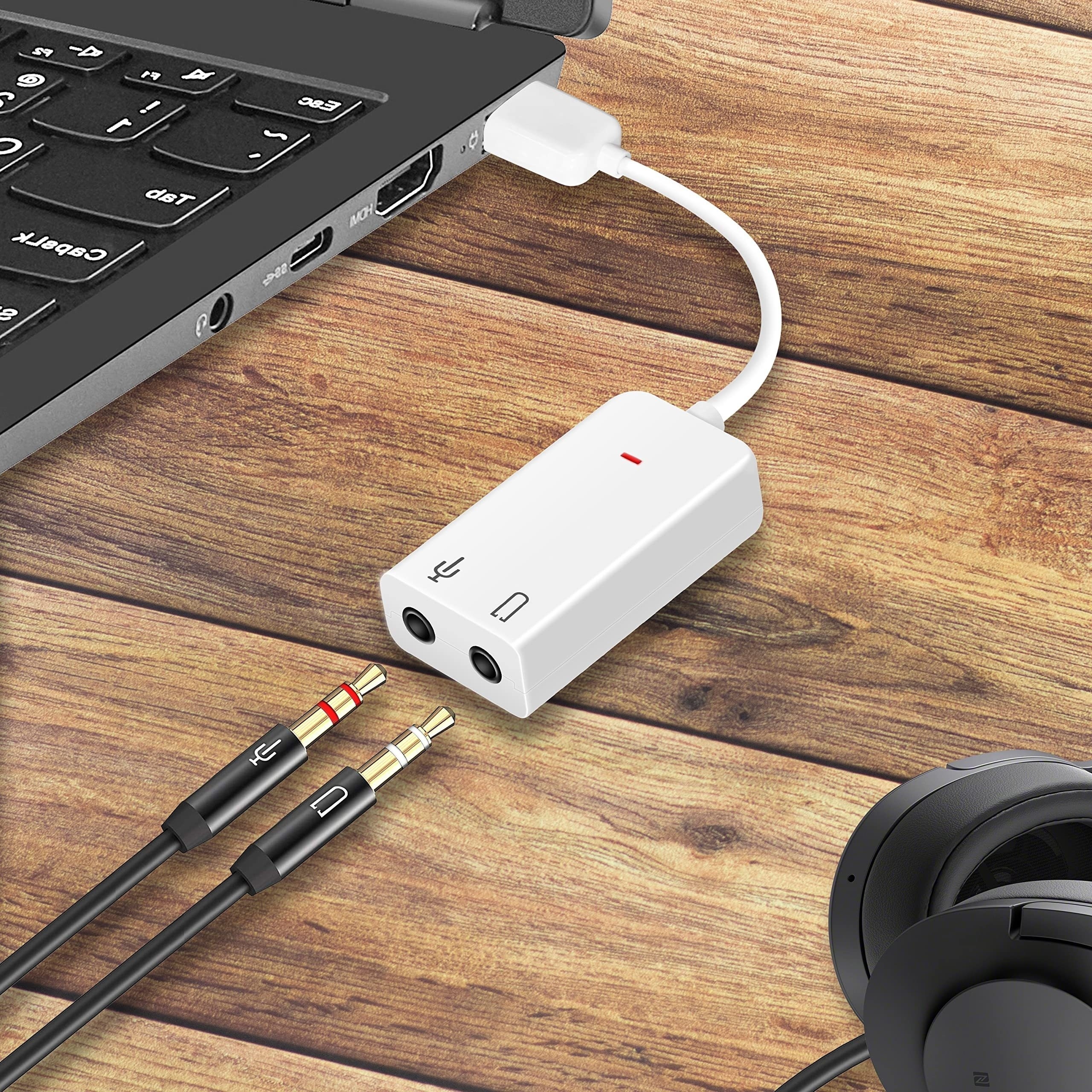USB à 3.5mm Audio Jack Adaptateur, Convertisseur de Carte Son Externe  Compatible avec Casque, PC, Ordinateur Portable, Mac, Ordinateurs de Bureau