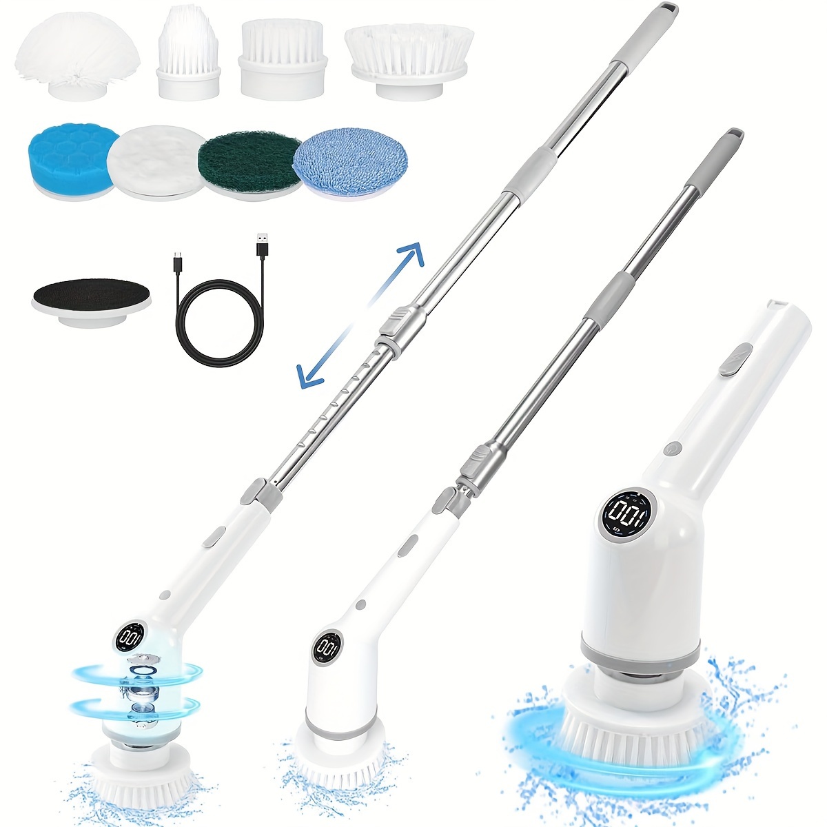 7 in 1 Electric Cleaning Brush: Long Handle Retractable - Temu