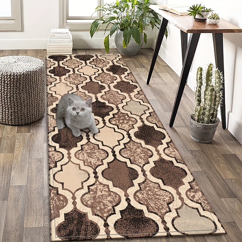 TEMU 1pc, Non-slip Brown Moroccan Floor Mat Laundry Room Mat Entrance Door Mat Self-service Laundry Bathroom Mat Carpet Laundry Room Decoration