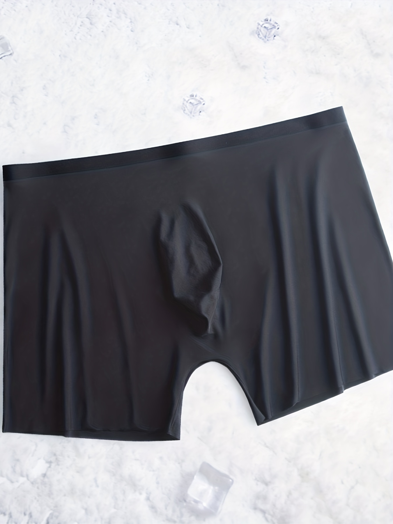 Black Men's Ice Silk Ultra Thin Seamless Breathable U Pouch - Temu