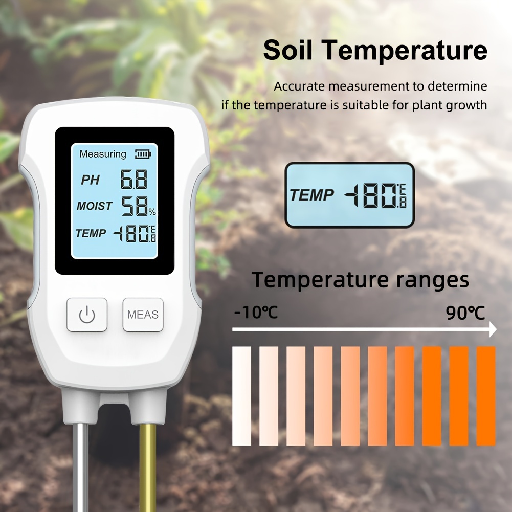 Digital Lcd Soil Tester Ph/moisture/temp 3.0 9 Ph Meter Heat - Temu