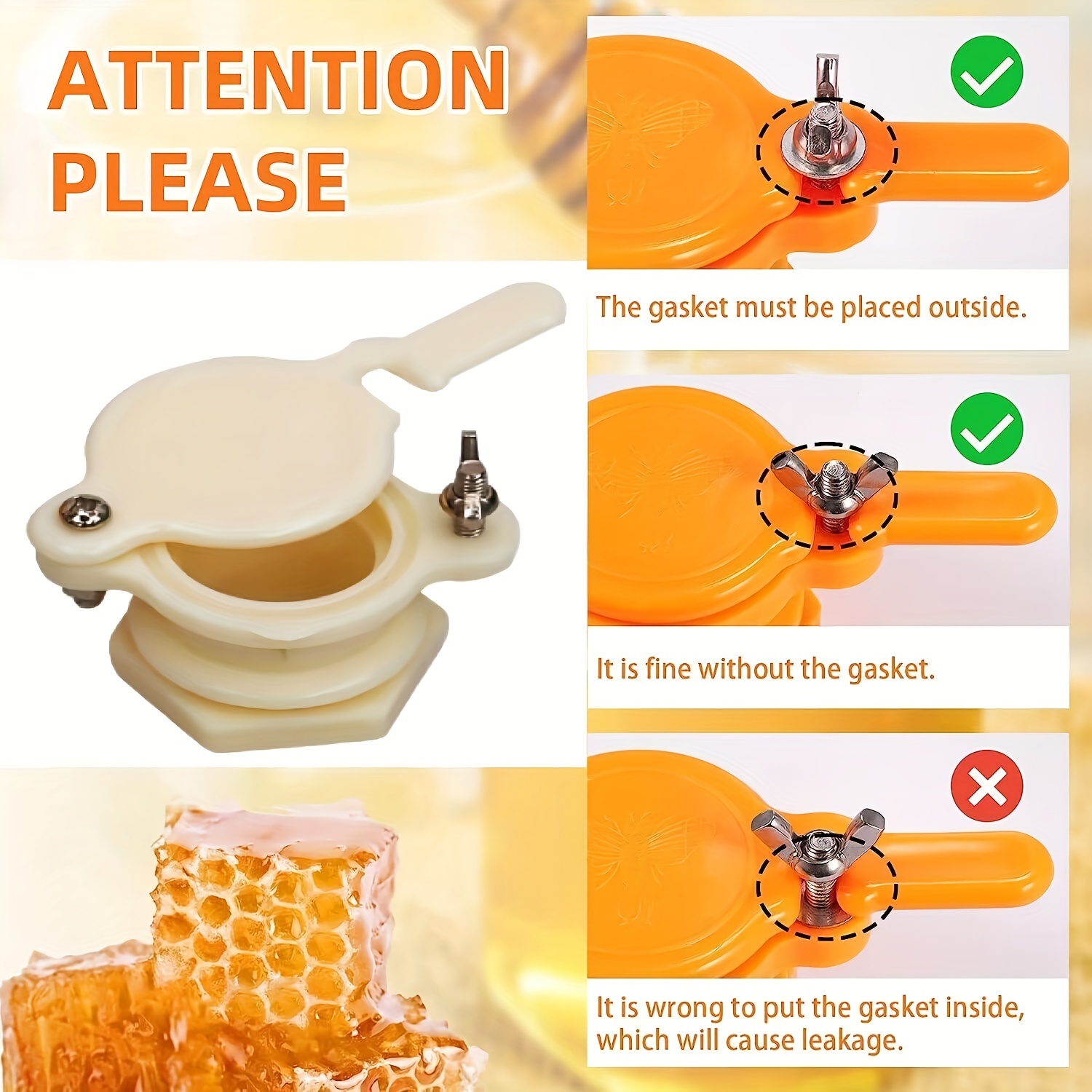 Robinets d'extraction de miel pour apiculture,orange