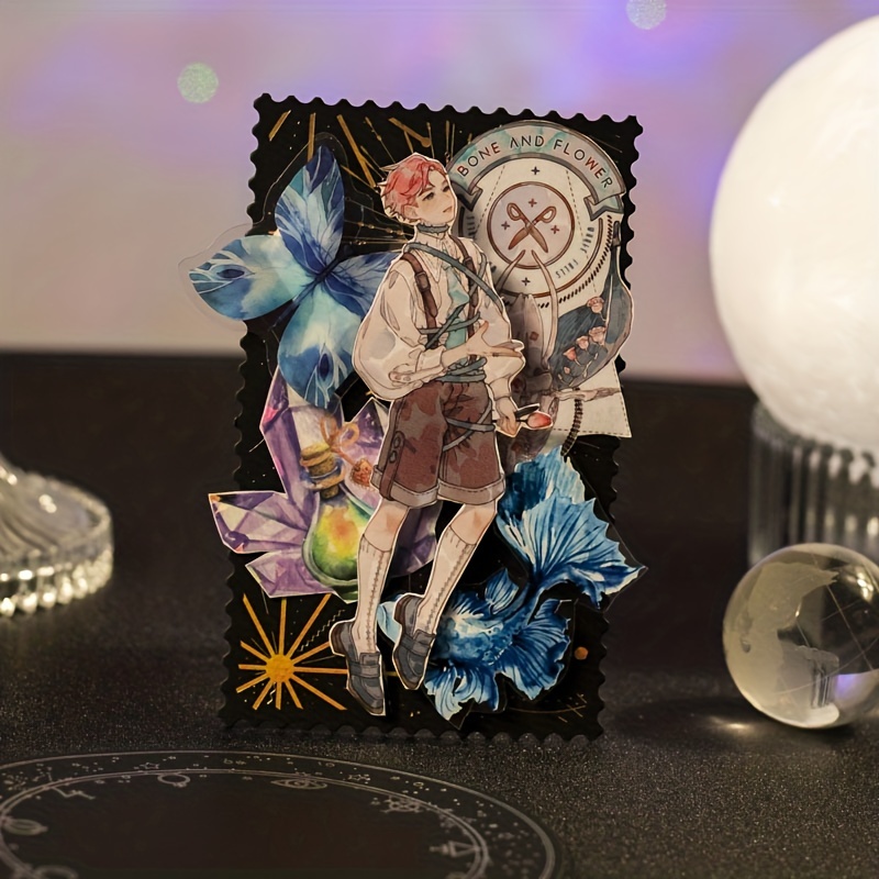 10pcs Laser Golden & Silvery Collage Card Star & Moon Night Series Light Retro