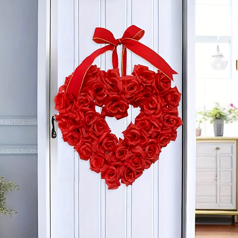 1pc Premium Hanging Wreath Heart Shaped Wreath Valentines - Temu