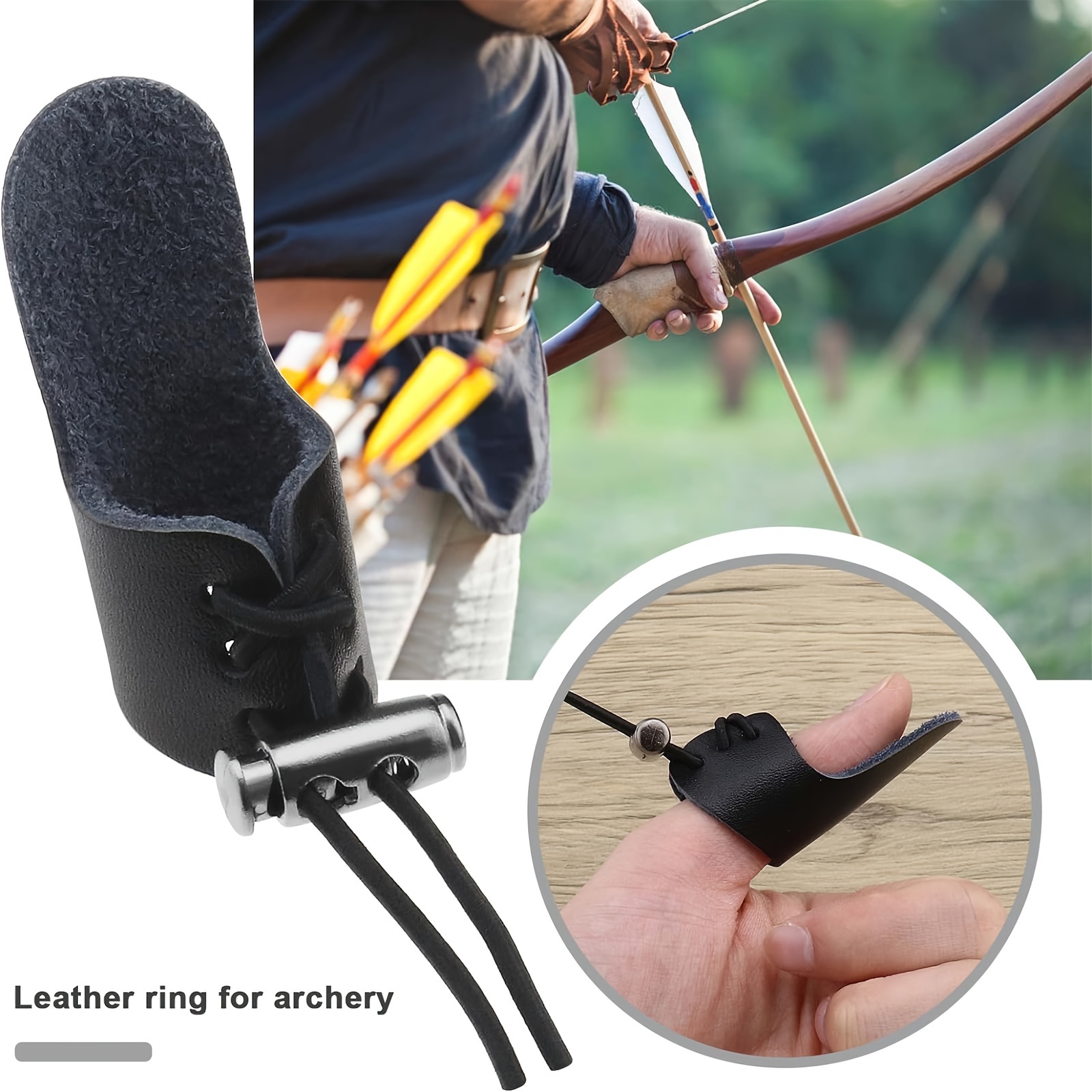 archery finger tab pu leather longbow recurve bow thumb ring Temu