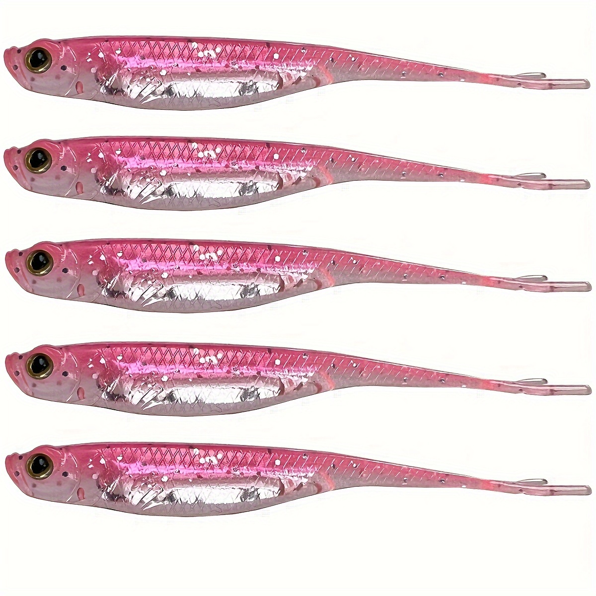 5 Fishing Tackle Shad Swimbait Paddle Tail 5 inch Ribbed Soft Plastic Bait  Pink