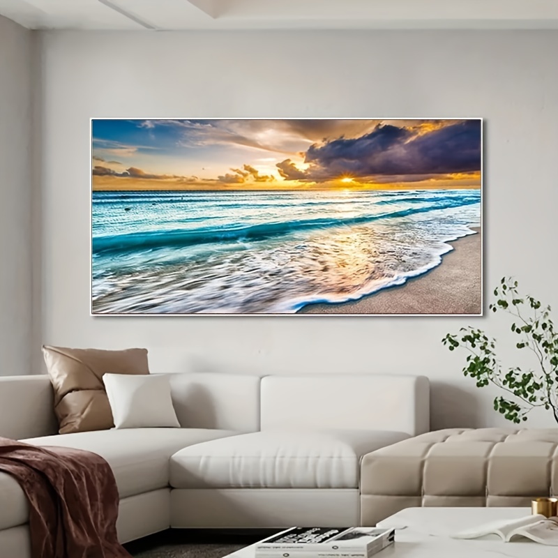 Kit de pintura de diamante, pintura de diamante para adultos, pintura  digital de diamante completo 5D, puesta de sol, barco de mar, para  decoración de