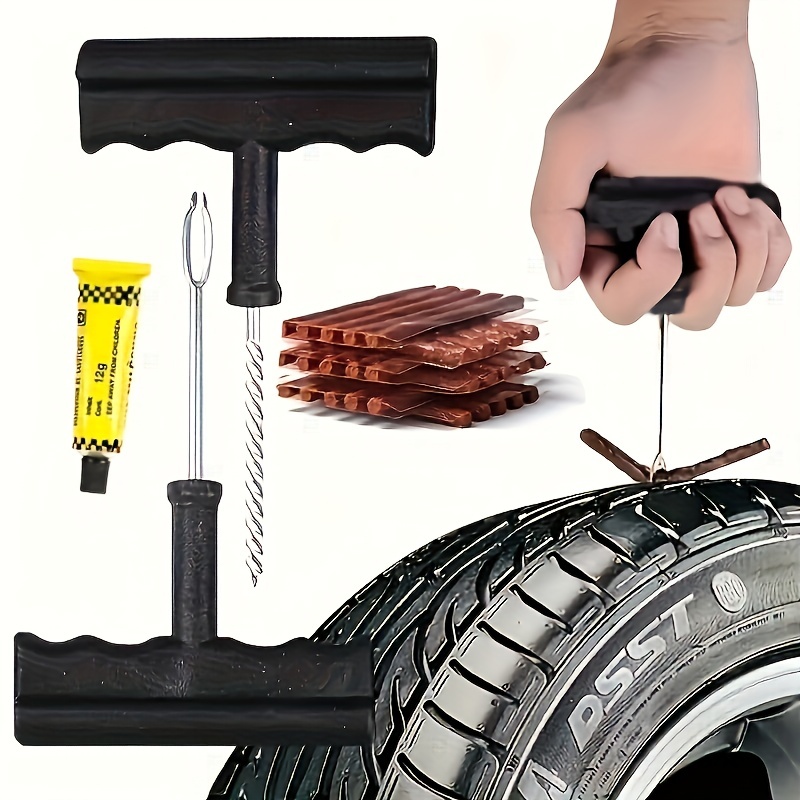 Reifenreparatursatz, Reparatursatz mit Einweghandschuhen, 32pcs Tubeless  Reifen Radpannenreparatur Werkzeugset für Auto, Motorrad, ATV, Jeep, LKW,  Tra