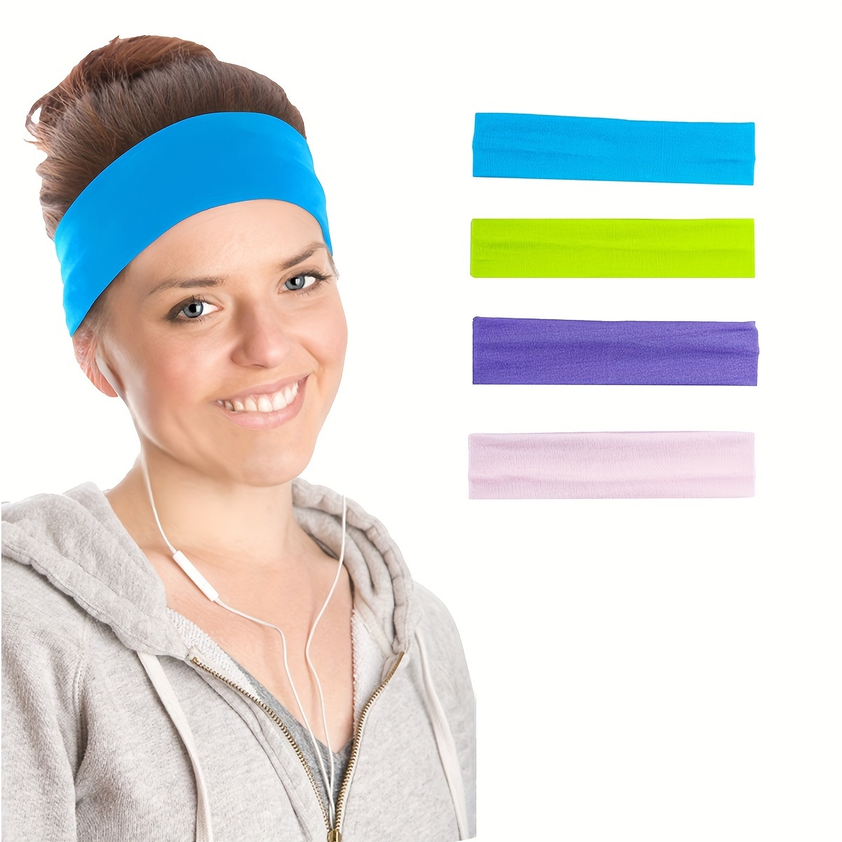 Headbands for Women,6 Pcs Elastic Sweat Yoga Hairbands,Non Slip Soft Sports  Thin Headband Fashion Hair Wrap