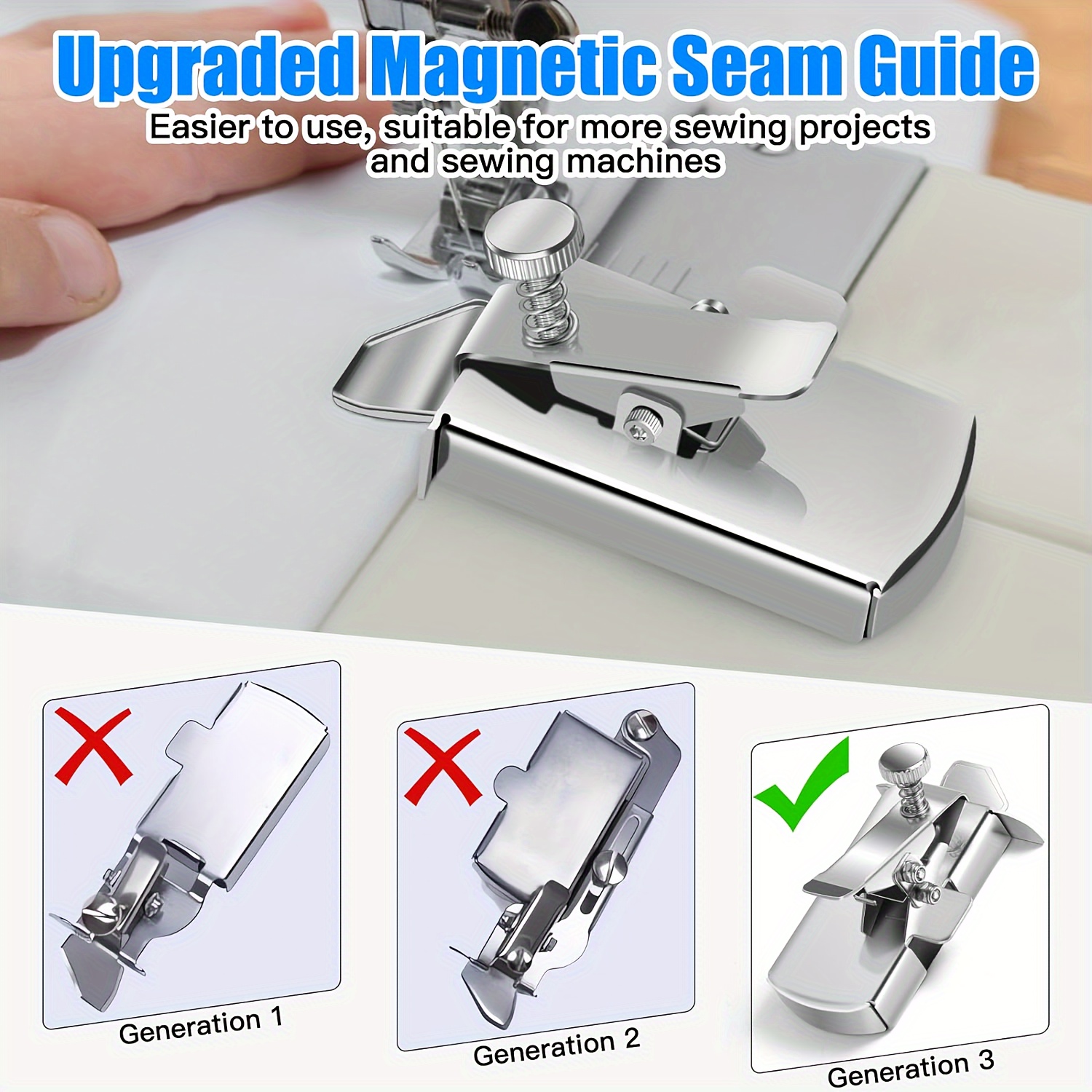  Magnetic Seam Guide for Sewing Machine, Universal Seam