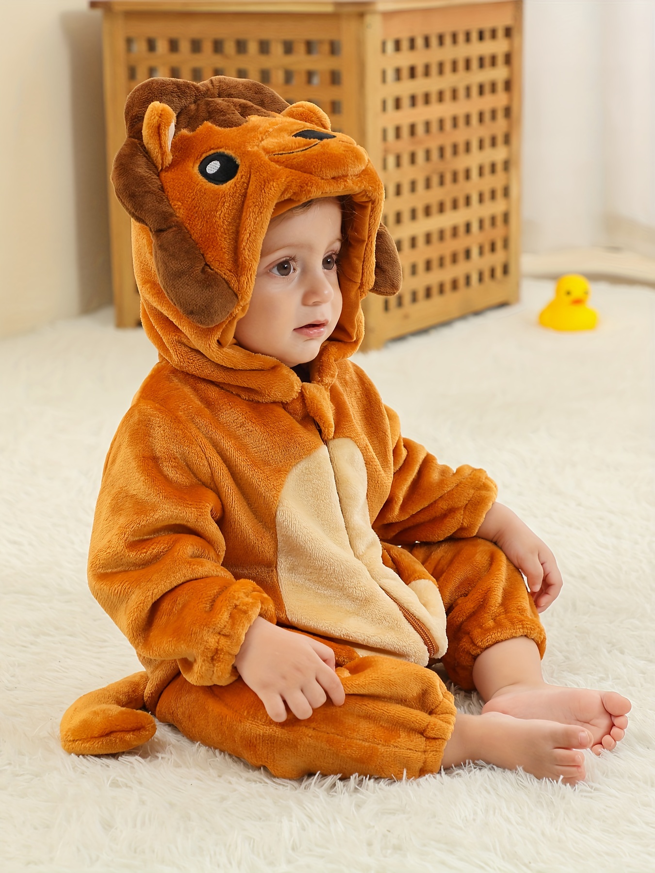 Cute Animal Onesies Babies Hooded Zipper Homewear Halloween - Temu