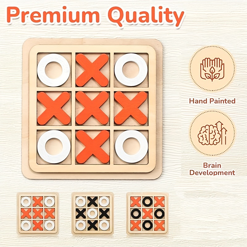 Classic Xo Tic Tac Toe Wooden Game - Fun For All Ages! - Temu