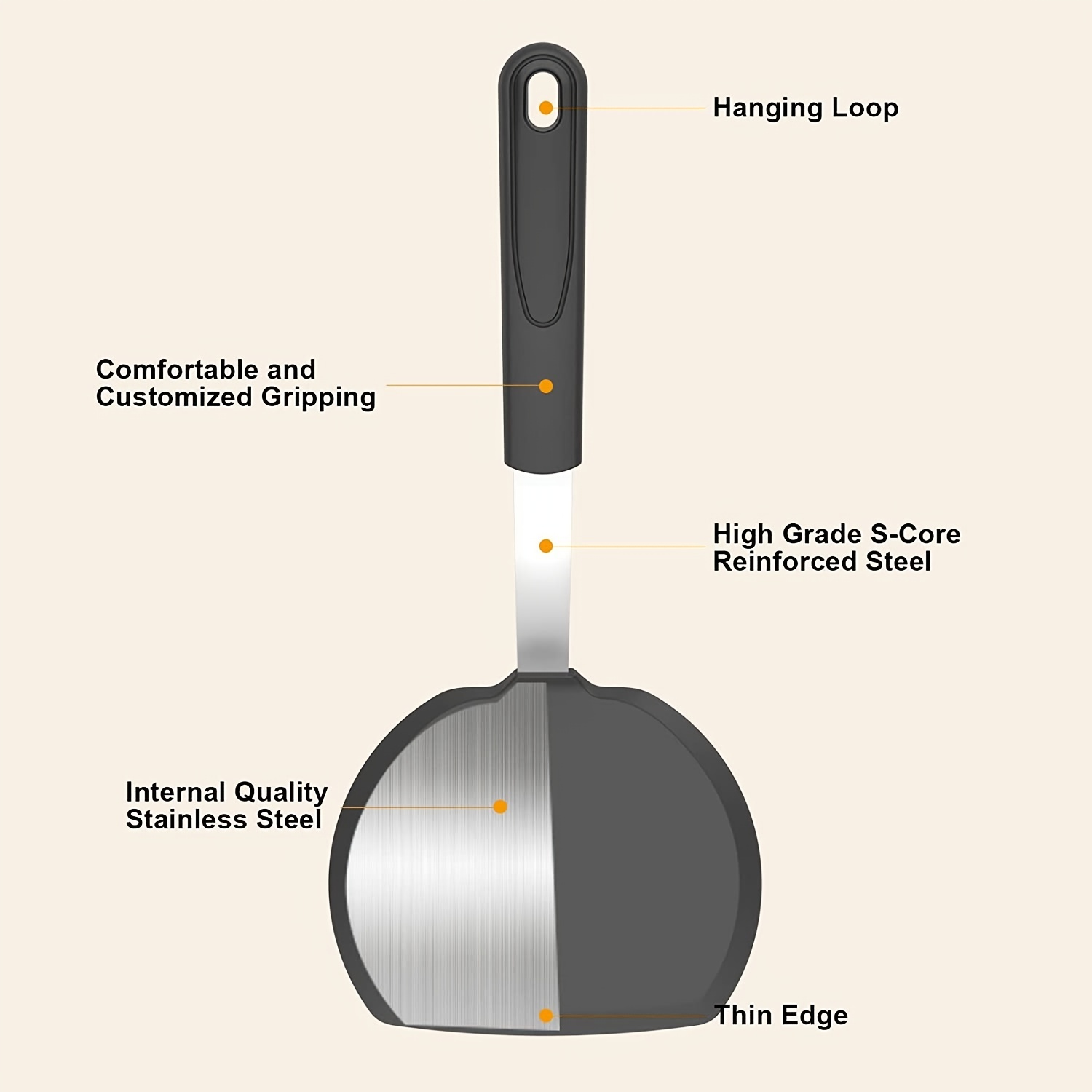 Silicone Spatula Turner Flexible Stainless Steel Core 600F Heat