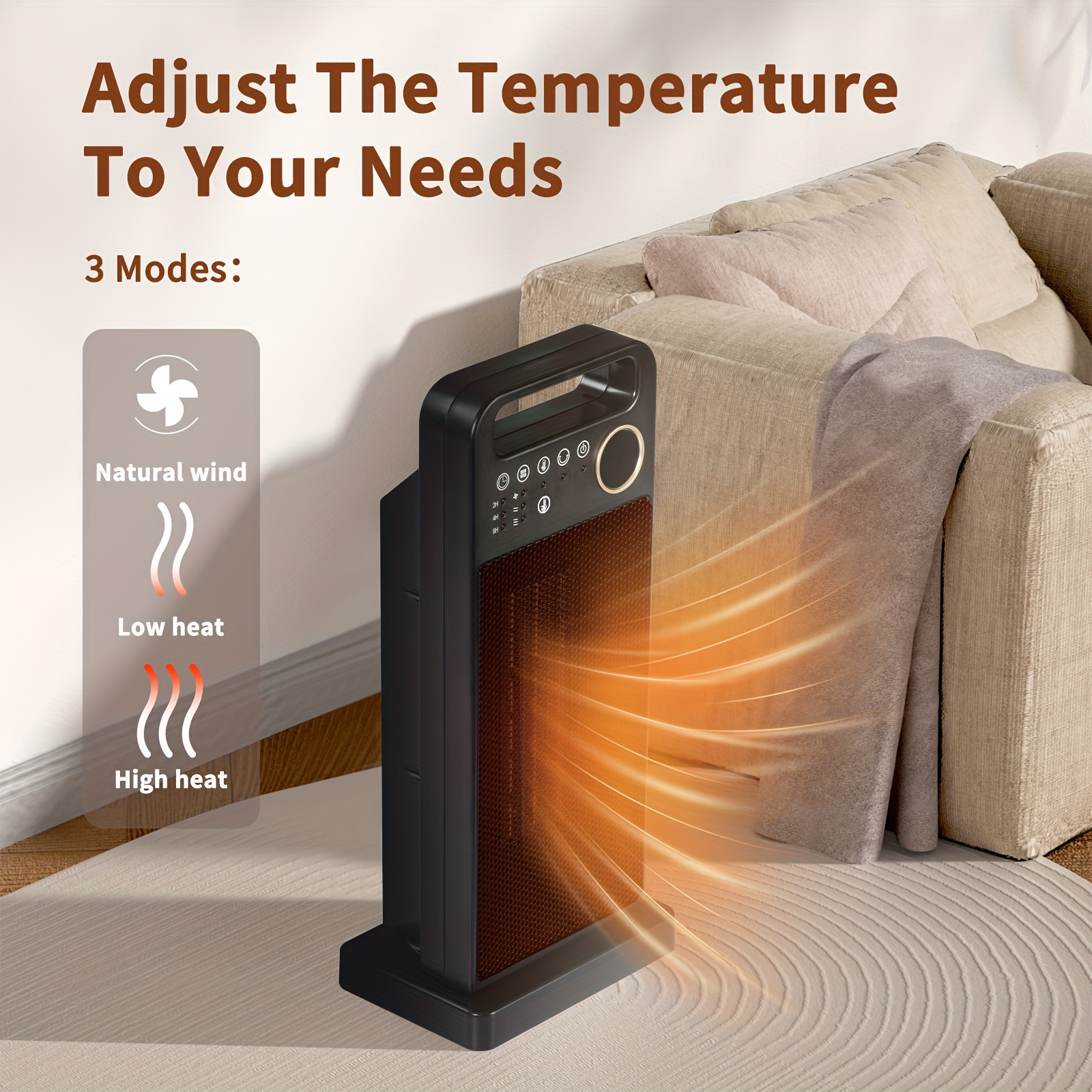 Calentador de habitación para uso en interiores, calentador de interior  pequeño silencioso de 1500 W para calefacción de habitaciones grandes con