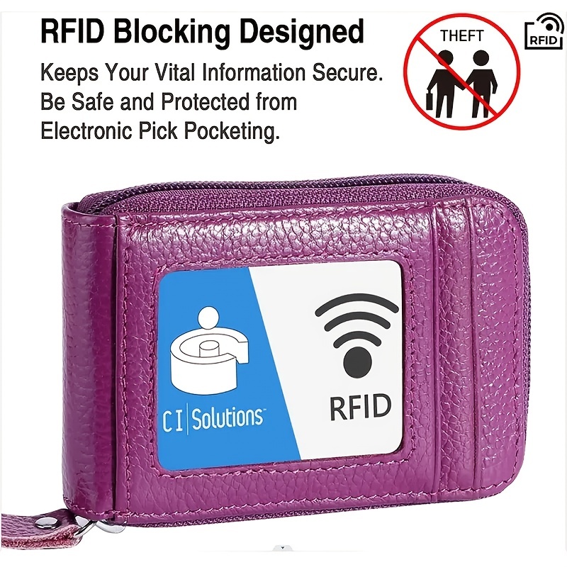 Zipper Credit Card Holder Rfid Blocking Clutch Walle 12 Card Temu