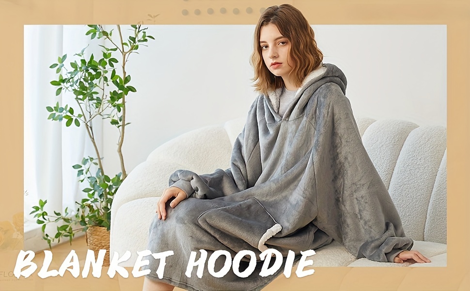 Cute Wearable Blanket Hoodie With Sleeves Sherpa - Temu