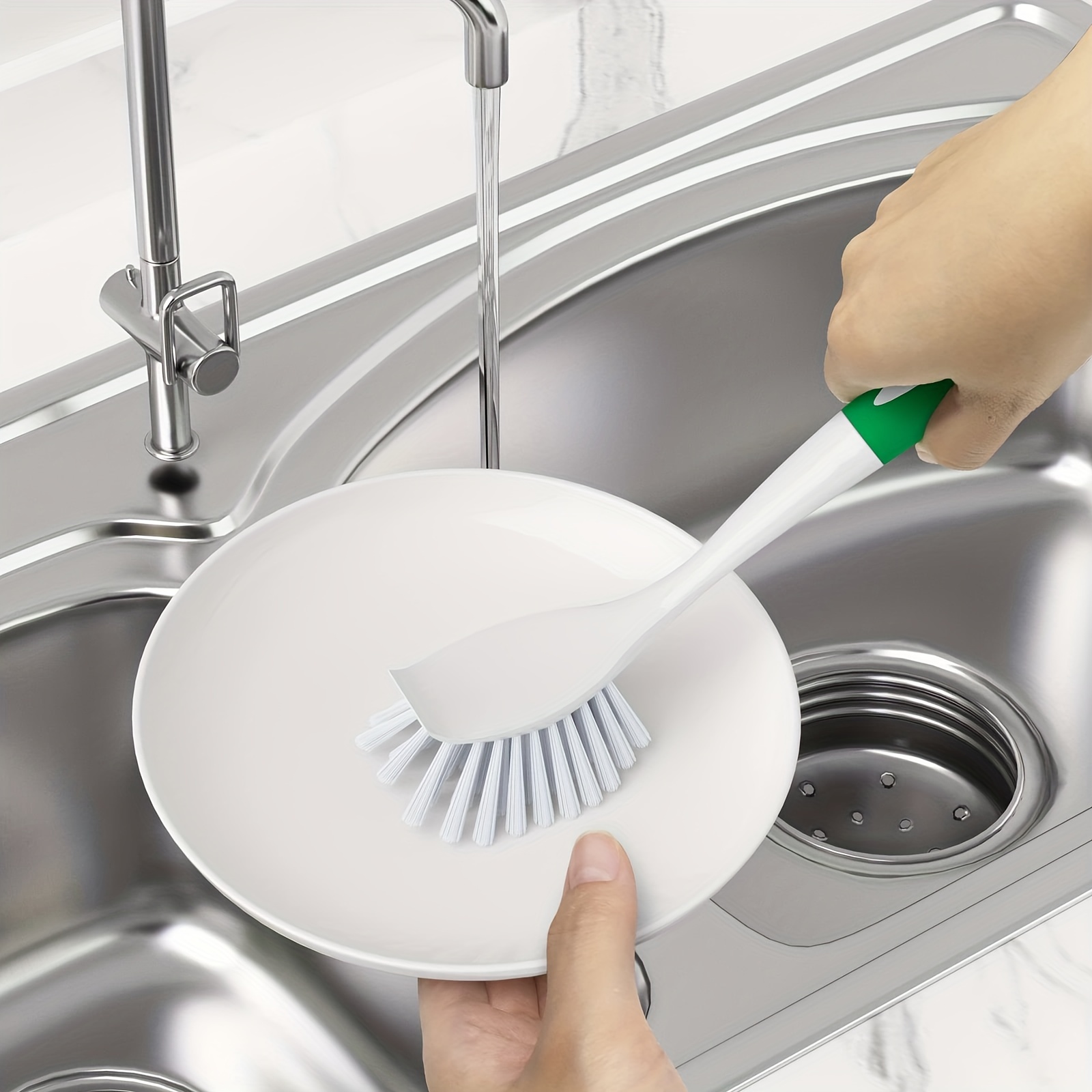 Kitchen Scrub Brush Soap Dispensing Dish Brush Sink Ergonomic Handle  Kitchen Scrub Brush for Pot Pan Cast Iron Skillet Dishes Cleaning 