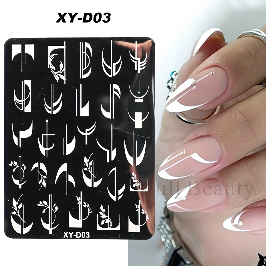 Mezerdoo 2pcs Sea Shell Pattern Nail Stamping Plates Geometry Flowers Image Painting Nail Stamper Stencils English Letter Manicure Nail Template 9.5x14.5cm