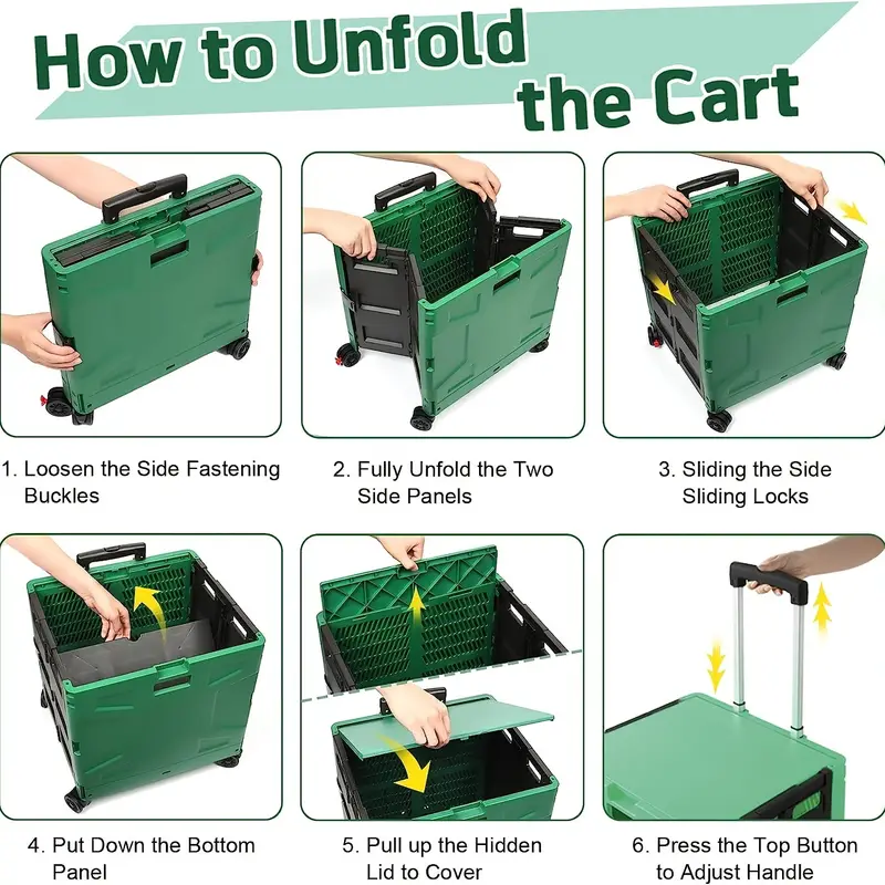 Folding Utility Cart Portable Rolling Crate Handcart Durable - Temu