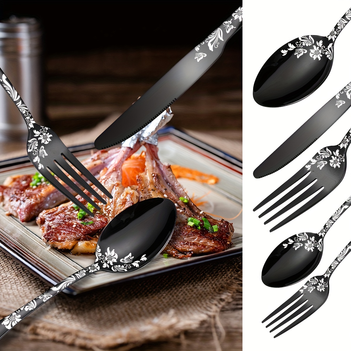 4PCS Stainless Steel Rainbow Steak Knife Sharp Table Knives Set Restaurant  Cutlery Dinner Knife Gold Steak Knives Dinnerware Set