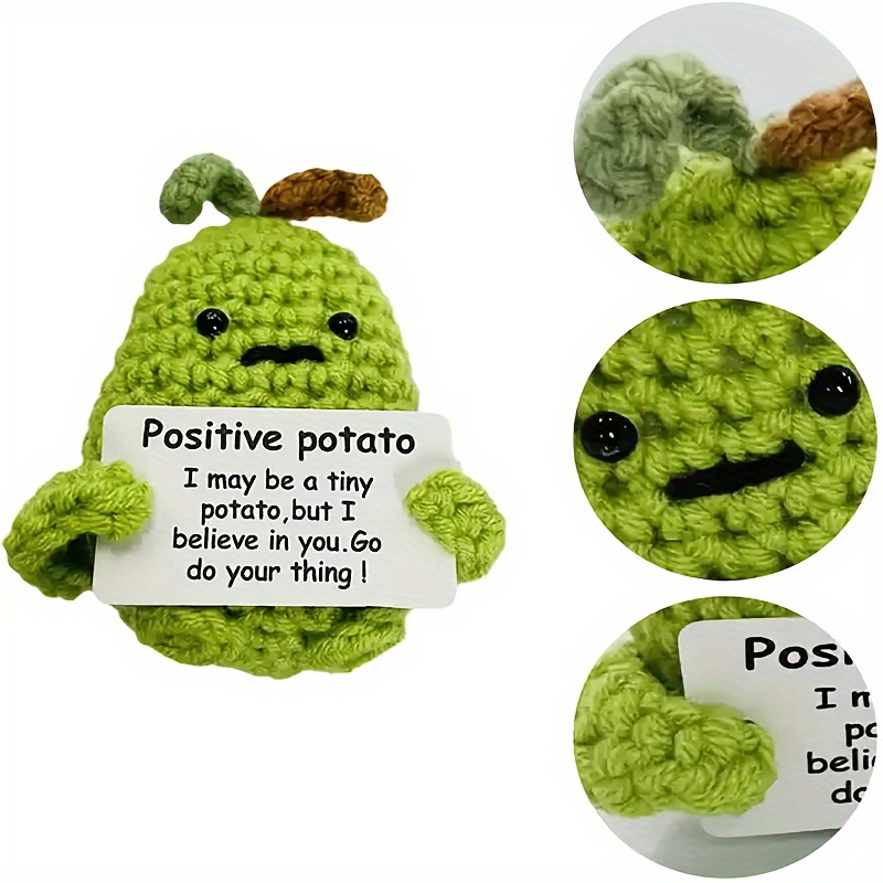 Hebalg 2pcs Mini Funny Positive Life Potato, 3inch Interesting Knitted Wool Potato Doll Creative Cute Funny Knitted Positive Life Potato for Birthday