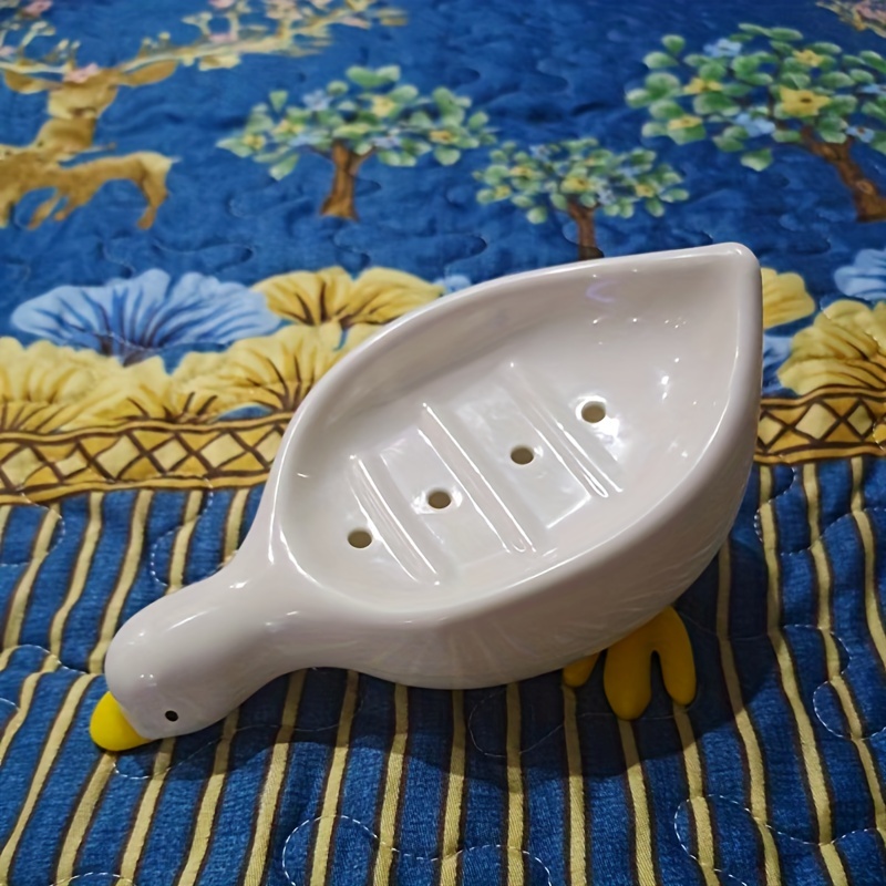 Cute Duck Soap Dish - Cartoon Plastic Drain Soap Box For Bathroom