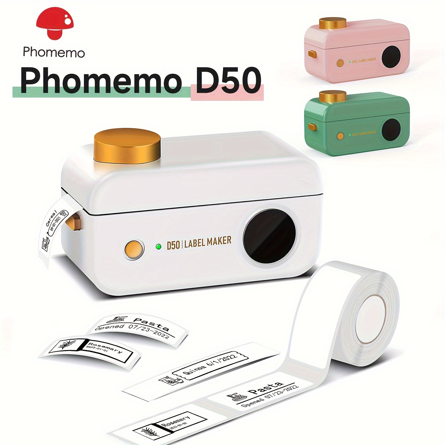 Phomemo D30 Mini Etichettatrice Bluetooth, Portatile Stampante Etichette  Adesive Confezione regalo con 5 rotoli di etichette,Etichettatrice adesivi